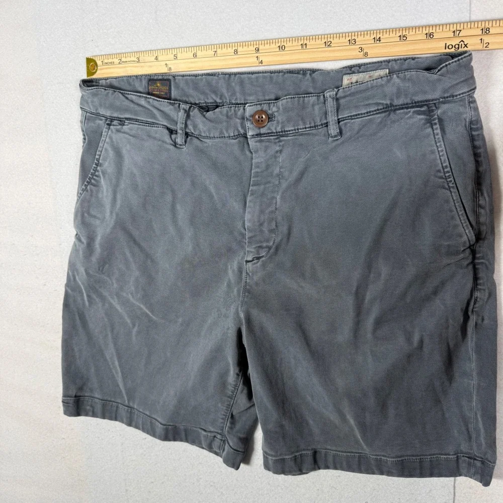 Faherty Coastline Premium Chino Shorts 36 Tailored Fit Gray Stretch 8 Inseam